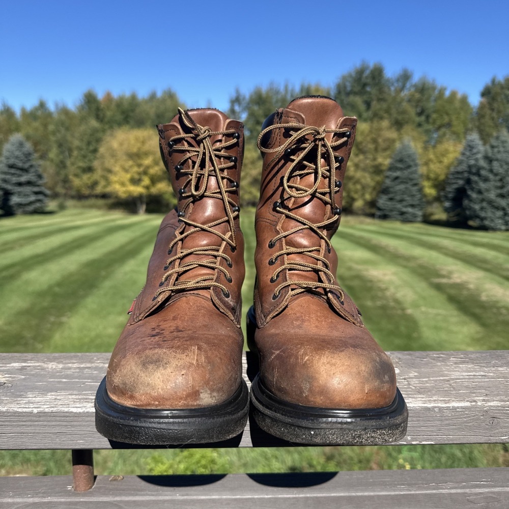RedWing 678 Size 9EE Super-sole 8" Work Boots Round Soft Toe Vtg EH Slip Resist